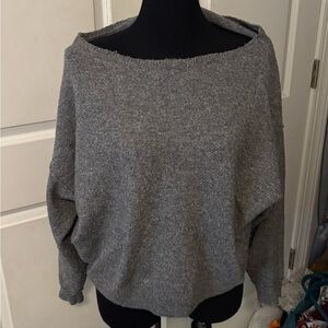 American Eagle Outfitters Heather Gray Off-the-Shoulder Sweater
